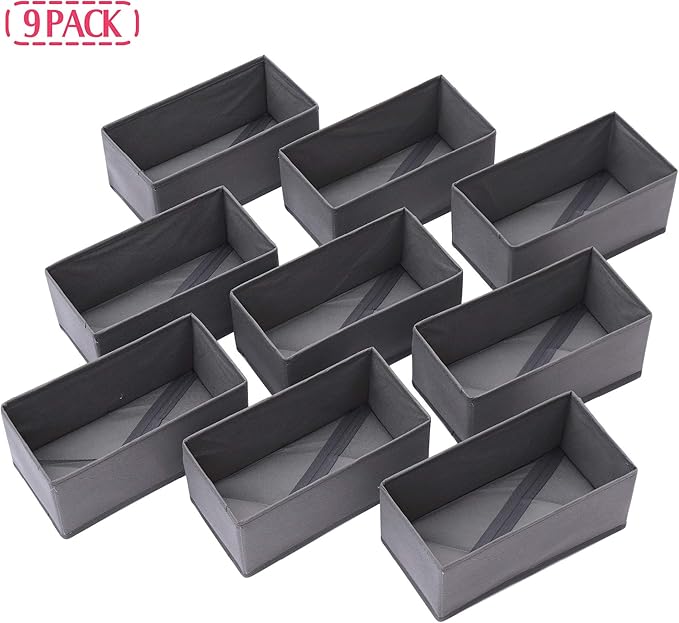 DIOMMELL 9 Pack Foldable Cloth Storage Box Closet Dresser Drawer Organizer Fabric Baskets Bins Containers Divider for Clothes