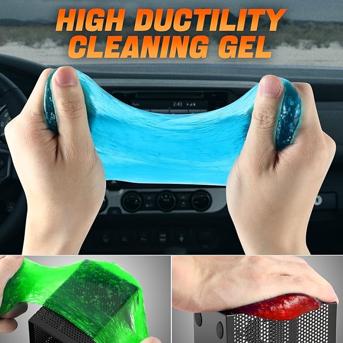 Auto Detailing Jelly Set Car Cleaning Putty - Universal Cleaning Gel for Cars, Vents, Electronics & More - Blue, Red, Green, 