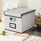 Huolewa File Organizer Box with Lid, Collapsible File Folder Organizer for Office Document Storage, Filing Box with Plastic S
