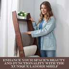 XUNIQUE 5-Tier Blanket Ladder for The Living Room, 4.8 FT Anti-Slip Decorative Ladder Shelf Leaning Quilt Rack, Lightweight, 