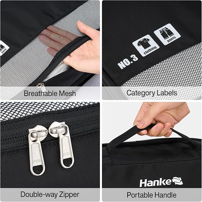 Hanke 7 Set Compression Packing Cubes for Travel, Expandable Large Packing Cubes for Suitcases and Backpack, Luggage Packing 