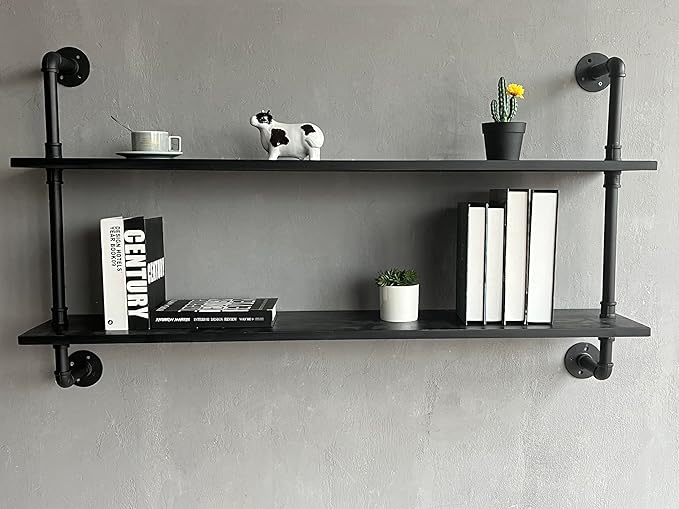 Floating Bookshelf Shelves Industrial Pipe Shelving Pipe Shelves Rustic Wall Shelf 48 Inch Farmhouse Book Shelves for Wall Mo