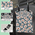 Groovy Flowers Car Garbage Bag,Daisy Waterproof Small Car Trash Bag Hanging Back of Seat,Drawstring Hanging Car Trash Bag with Adjustable Buckle for Car Accessories