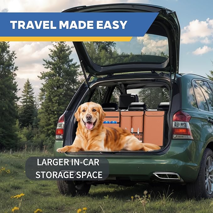 Backseat Hanging Organizer with Large Storage Bags | PU Leather, Large Capacity | Adjustable Straps, Waterproof & Collapsible |