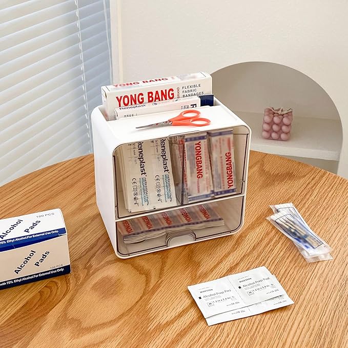 2 Pack Bandage Storage Organizer for Wall, Plastic Medical Supplies Container for Home Medicine Cabinet, Elastic Bandage Wrap