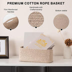 OIASKET 4 Pack Small Storage Shelf Baskets for Organizing, Mini Woven Rope Storage Bins for Towels, Cute Decorative Closet Or