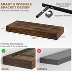 Fun Memories Floating Shelves for Wall, 20Inch Floating Shelves Set of 2, Hanging Shelf with Invisible Brackets, Wood Shelves