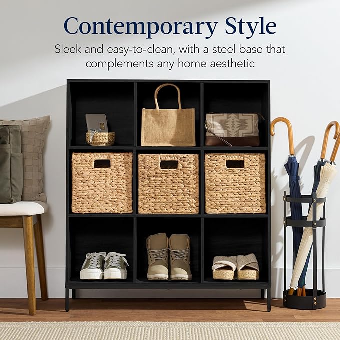 Best Choice Products 9-Cube Bookshelf, 3-Tier Wood Storage Bookcase W/Legs, 11in Shelf Opening, Cube Organizer, Living Room, 