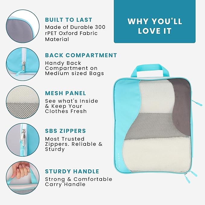 Compression Packing Cubes for Travel, Packing Cubes for Carry on Suitcases, Large Luggage Organizers 4-Pack, Travel Accessori