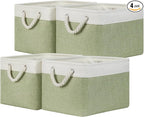 Temary Fabric Storage Baskets 4Pack Storage Bins Decorative Basket for Gift, Clothes Bin with Handles, Rectangle Baskets for 