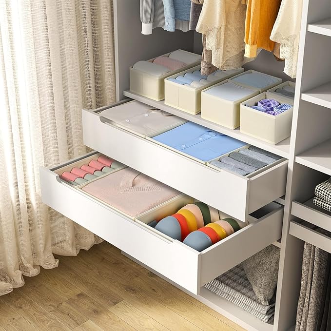 DIMJ Drawer Organizer Clothes, 24 Pack Dresser Organizer, Foldable Closet Organizers and Storage, Fabric Dresser Drawer Organ