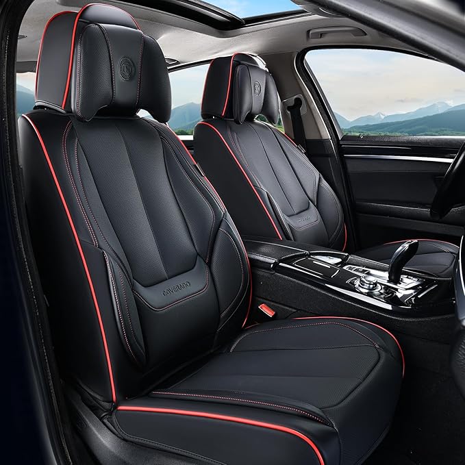 Coverado Universal Seat Covers Full Set, 5 Seats Universal Seat Covers for Cars, Waterproof Nappa Leather Car Seat Covers wit