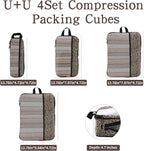 U+U 4 Set Compression Packing Cubes - Ultralight Travel Organizers, Space-Saving Suitcase Organizer, Expandable Packing Cubes