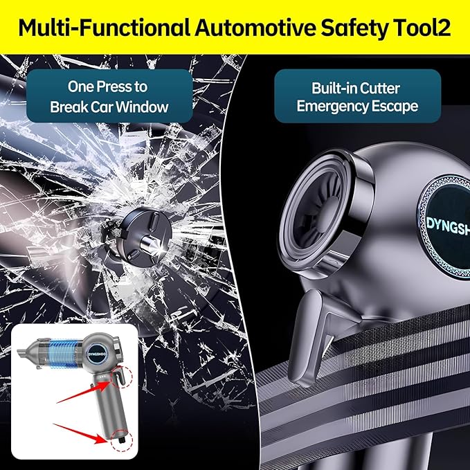 Handheld Car Vacuum Portable Cordless（Equipped with a one-Touch Window Breaker and Seatbelt Cutter ） Car Vacuum Cleaner with 