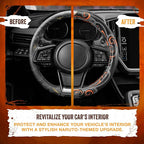 Naruto Shippuden Car Steering Wheel Cover, 15 Inch Anime Steering Wheel Cover, Cushioned Soft Comfortable Cover Anime Car Accessories for Men Women, Nine Tails
