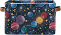 xigua Cartoon Planets Storage Basket Collapsible Storage Bins Waterproof Canvas Storage Basket with Leather Handles for Home 