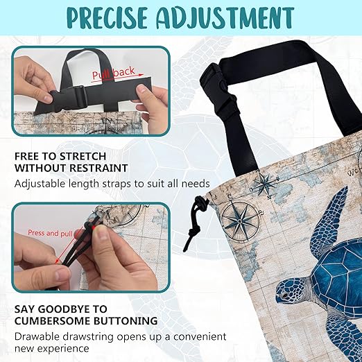 Car Garbage Bag Vintage Blue Sea Turtle Sailing Ships Drawstring Car Trash Bag Hanging for Back Seat with Adjustable Buckle Canvas Vehicle Trash Can Easy-to-Install
