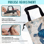 Car Garbage Bag Vintage Blue Sea Turtle Sailing Ships Drawstring Car Trash Bag Hanging for Back Seat with Adjustable Buckle Canvas Vehicle Trash Can Easy-to-Install