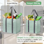 VENO 2-4 Pack Reusable Grocery shopping Bags, Medium Tote Bag w/Handle Hard Bottom, Heavy Duty, Foldable Carrier