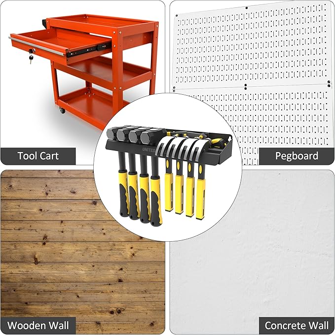 UNITEDPOWER Hammer Holder, Wall Mount Storage Rack Organizer for Workshop, Shed, Garage, Home, Fit Most of Hammer or Small To