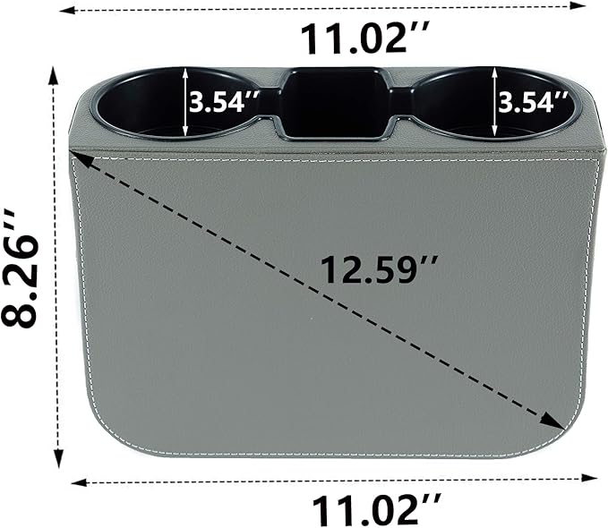 IOKONE Coin Side Pocket Console Side Pocket Leather Cover Car Cup Holder Auto Front Seat Organizer Cell Mobile Phone Holder (Gray)