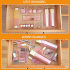 Clear Acrylic Drawer Organizers Set Storage for Makeup, Office Desk Small Vanity Trays for Drawer Bathroom Plastic Make up Or