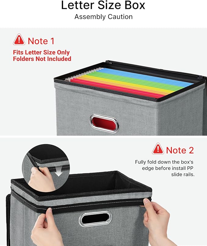 Oterri 2 Pack File Organizer Boxes with Lids, File Box with Mesh Pockets, Document Organizer Box for File Folders Letter Size