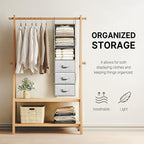 Vailando 6-Shelf Hanging Closet Organizer with 3 Drawers, Closet Hanging Shelves with Removable Fabric Drawers for Wardrobe, 