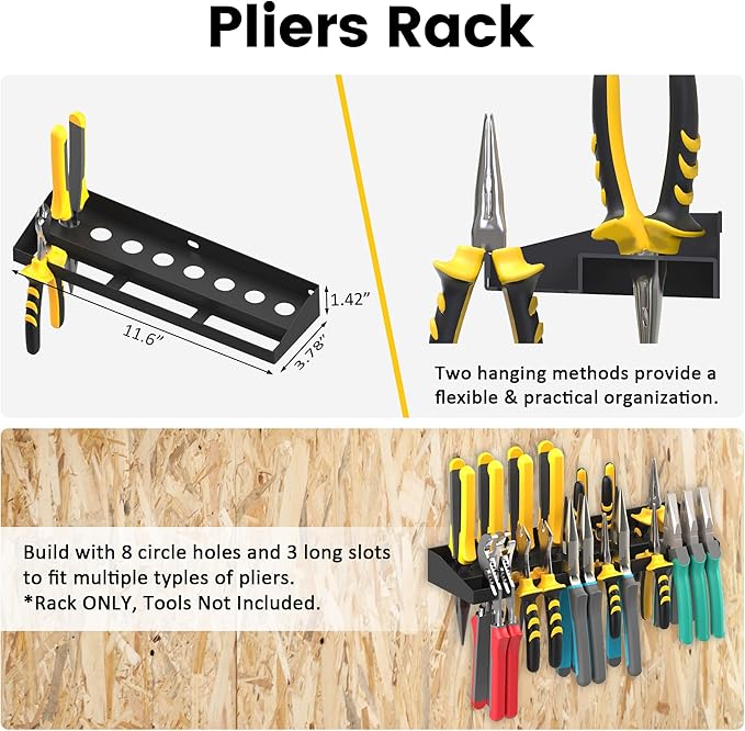 UNITEDPOWER Wall Mount Hand Tool Storage Set, Screwdriver Organizer, Pliers Holder, Hammer Rack, Metal Hardware Tray for Gara