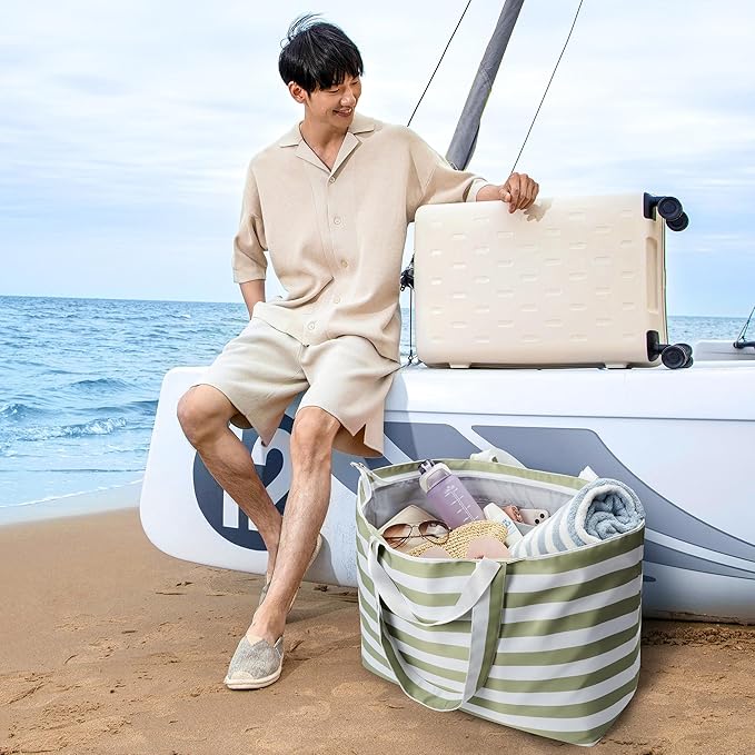 KALIDI 60L Extra Large Duffle Bag, Beach Tote Zipper Utility Oversized Weekender Carrier Travel Shopping Reusable Grocery Bag