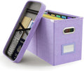 Oterri File Organizer Box with Lid, Hanging Filing File Box with Mesh Pocket, Document Organizer Box for Letter Files, Portab