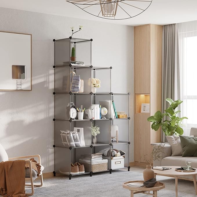 AWTATOS Cube Storage Organizer Closet Storage Cubes Shelves Bookshelf Clothes Organizer DIY Plastic 12 Cube Shelves for Home,