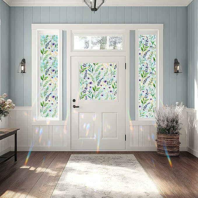 SOMWISE Rainbow Window Privacy Film,Heat Control,UV Blocking,Anti-Glare,Day & Night Privacy Protection & Decoration for Home, Bathroom,Glass Door,Static Cling,Renter-Friendly with Installation Tools