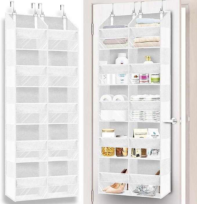Over The Door Organizer 5 Tiers, Extra Large Behind Door Storage of 10 Compartments, 80 lbs Weight Capacity Hanging Storage O