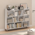 Furinno Claude Book Shelf, 10-Cube Mid Century Style Bookshelf, Bookcase, Storage Organizer with Wood Legs, 9.4" x 55.1" x 45