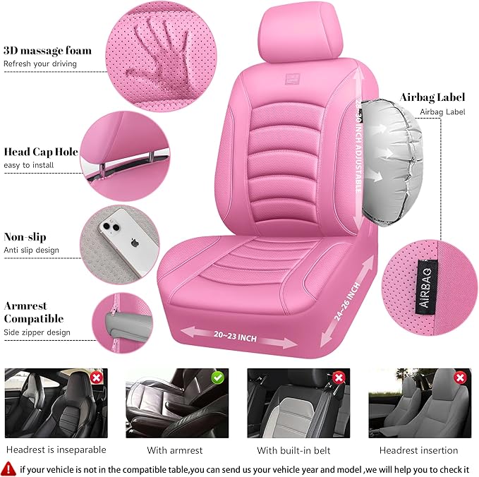 CAR PASS 3D Foam PU Leather Car Seat Covers, Universal Seat Covers Full Sets for Trucks SUV Sedan Automotive Seat Covers Armr