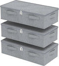 Underbed Storage Box, Foldable Under Bed Bins Container, Fabric Closet Organizer with Lid, for Clothes, Sheets, Blankets, 23.