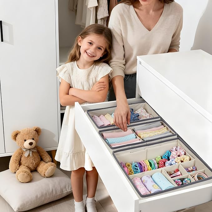 DECOMOMO Drawer Organizer for Baby – Clothes Organizer & Storage Dividers for Nursery, Storage Bins for Underwear, Bra, Socks