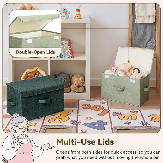 GRANNY SAYS Stoarge Basket with Lid, Decorative Storage Boxes, Closet Storage Bins for Clothes, Collapsible Stackable Organiz
