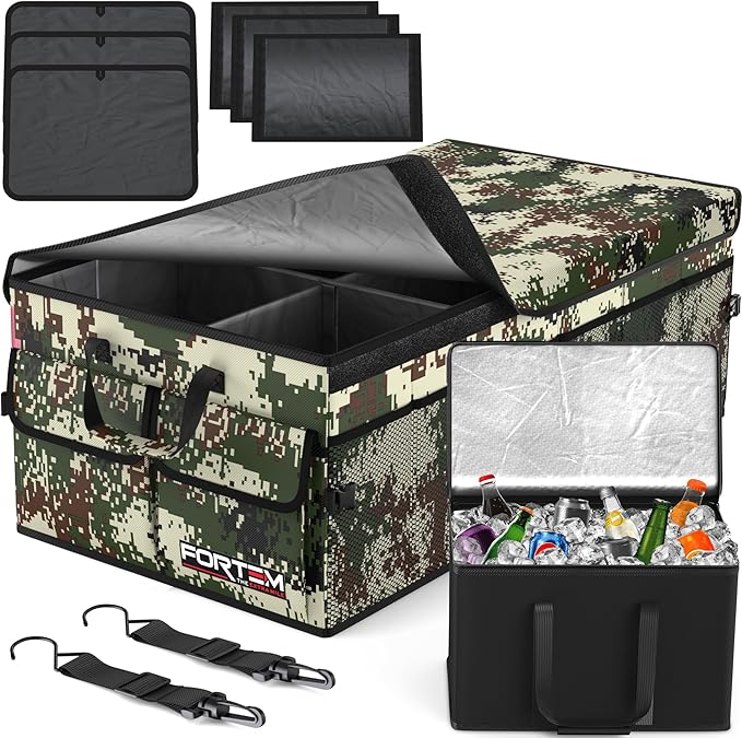 FORTEM Trunk Organizer with Cooler For SUV Car Trunk, Foldable Storage, Car Accessories for Women Men, Collapsible Bag, Perfect