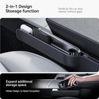 YONZEE 2-in-1 Car Steering Wheel Desk Tray & Car Seat Gap Filler Organizer – Foldable Carbon Fiber Look Table for Laptop, Eating Food, Writing – for Standard Round Steering Wheels
