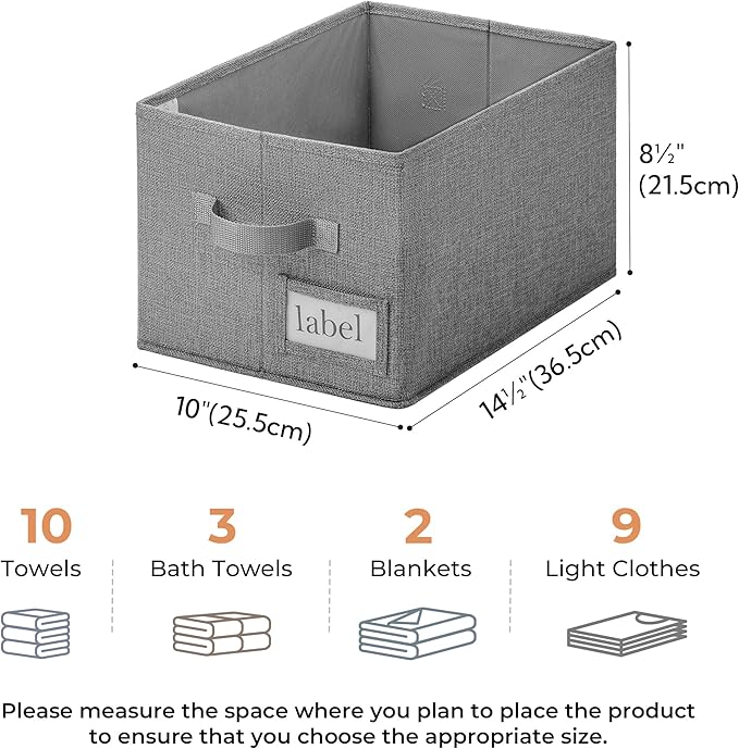 GRANNY SAYS Storage Bins for Shelves, Closet Bins with Label Holders, Fabric Storage Bin for Bedroom, Decorative Storage Cont