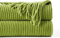 BATTILO HOME Apple Green Throw Blanket for Couch, Soft Chenille Knit Throws with Tassels for Home Decor, Spring Green Throws 