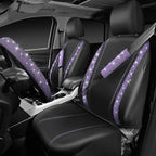CAR PASS Bling Diamond Leather Car Seat Covers 11 PCS, Sparkly Rhinestone Steering Wheel Cover Glitter Cute Interior Car Acce