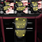NBTEPEM 30 Pcs Yellow Bling Car Accessories Set for Women, Steering Wheel Cover Set, Bling Console Cover, Seat Belt Cushion, Shift Knob Cushion, Cup Holder Coaster, Rhinestone Car Hanging Accessories