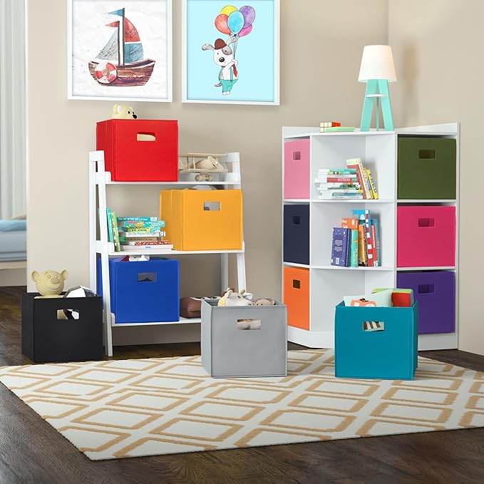 RiverRidge Folding Storage Bins with Handles Red Cube Storage Organizer for Closet, Bedroom & Playroom - Closet Organizers an