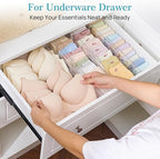 Vtopmart 14 Pack Drawer Dividers for Clothes, 4" High 10.2"-16.5" Adjustable Expandable Dresser Drawer Organizer, Clear Plast