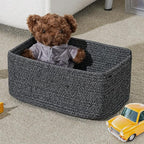 3-Pack Storage Baskets for Organizing | Woven Shelf Toy Basket | Rope Baskets for Gifts Empty | Closet Organizer Bins with Ha