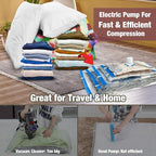 HIBAG Vacuum Storage Bags with Electric Pump, Vacuum Seal Bags for Clothing, Pillows, Blanket Bedding Comforters, 10 pack Jum
