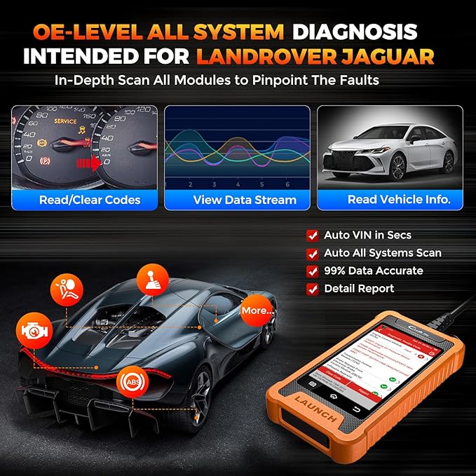 LAUNCH Creader Elite for Land Rover Jaguar OBD2 Scanner, Full System Diagnostic Tool, Bi-Directional Scan Tool, All Reset